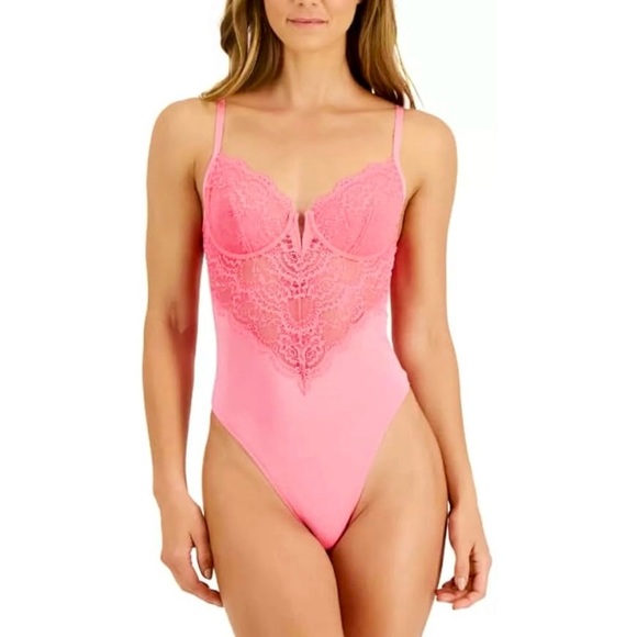 INC International Concepts  pink lace bodysuit - Picture 1 of 5